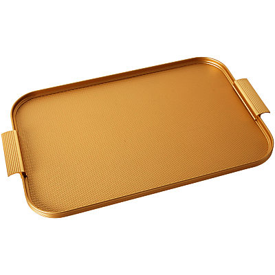 Kaymet Ribbed Textured Tray, Gold Kaymet Ribbed Textured Tray, Gold